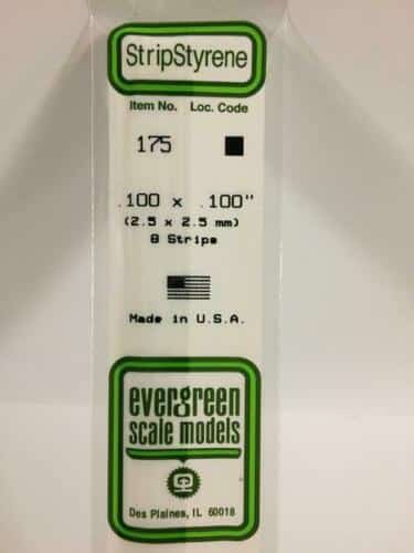 Evergreen Scale Models N.175 Polystyrene Strip 2.5x2.5mm (8pcs) - Toys in  Fabula