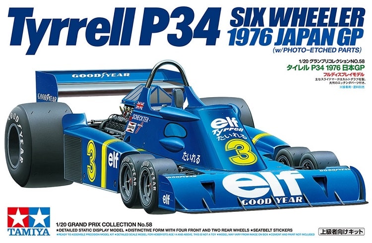 Tamiya 20058 Tyrrell P34 Six Wheeler 1976 Japan GP (w/Photo-Etched Parts)  Kit Montaggio 1/20 - Toys in Fabula